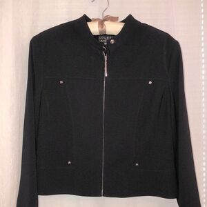 Louben 14P Black Full Zip Moto Blazer Jacket